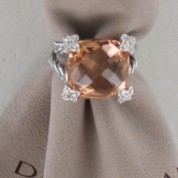 SOLD-David Yurman Cushion On Point Morganite Ring - Picture 3 of 8